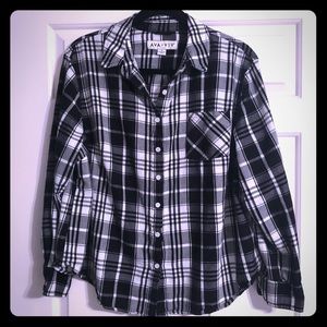 Ava & Viv- Black & White Plaid Thin Cotton Flannel